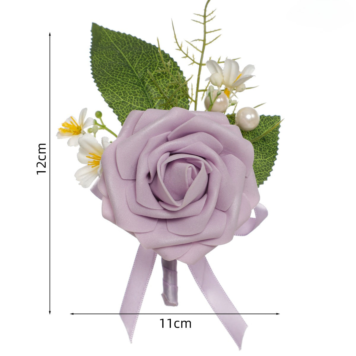 Premium 6 Pcs Men's Boutonniere High Quality Silk Rose Wedding Groomsmen Corsage Prom Anniversary Events Durable Floral Accessories