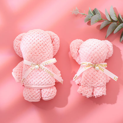 Adorable Teddy Bear Towel - Wedding Favors & Holiday/Birthday Gifts | Soft Waffle Weave
