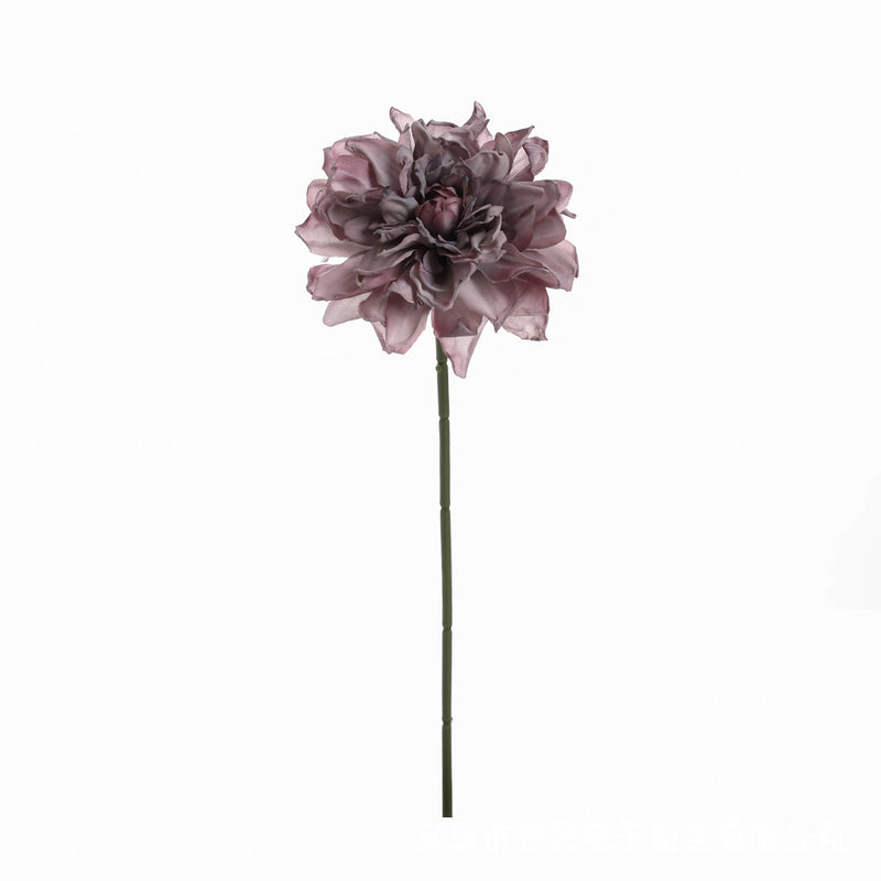 Artificial Dahlia Single Stem, 1 Bloom Faux Silk Flower with Scorched Edge Petals, for Wedding, Home & Window Display