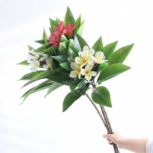 Bulk 26" Frangipani Bridal Bouquet Artificial Flower Arrangement UV Coated for Boho Home Decor Bridal Shower Centerpieces Wholesale