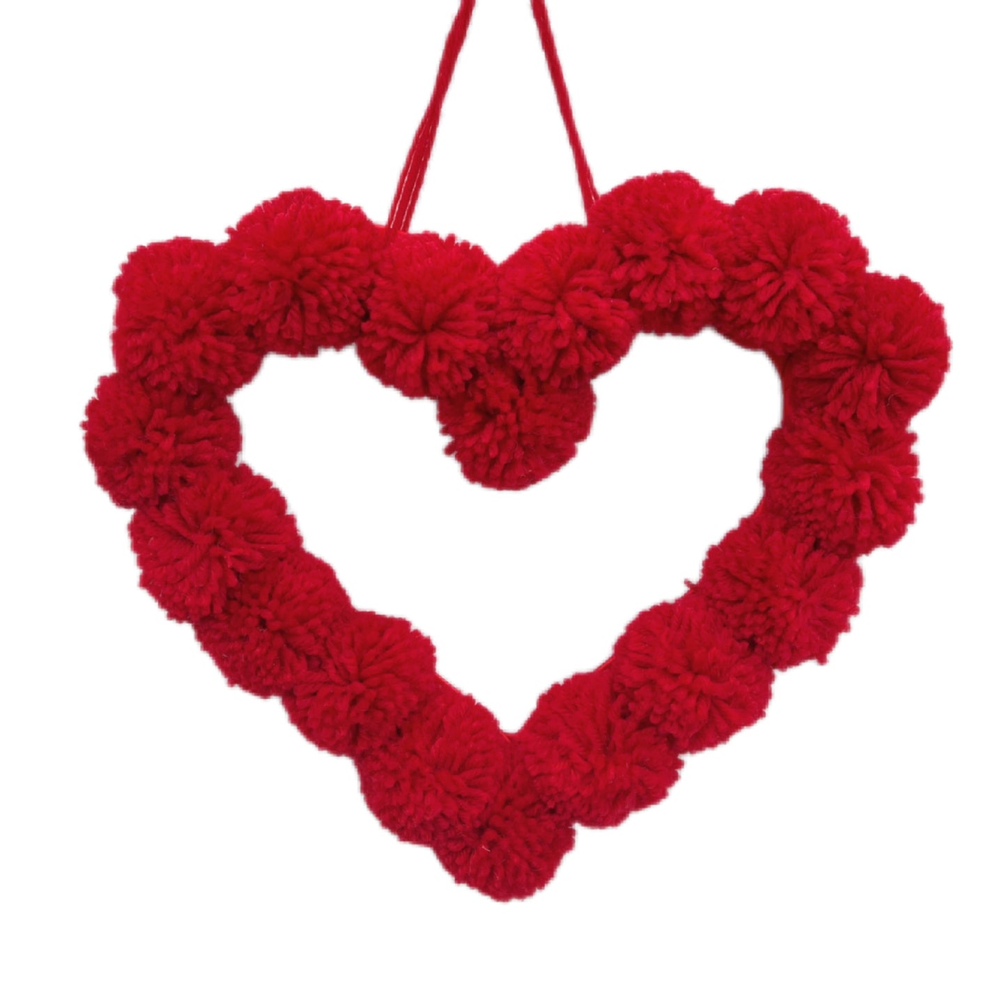 Valentine's Day Pom Pom Heart Wreath - Plush Indoor Decor for Home Proposal & Kids’ Room