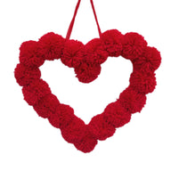 Valentine's Day Pom Pom Heart Wreath - Plush Indoor Decor for Home Proposal & Kids’ Room