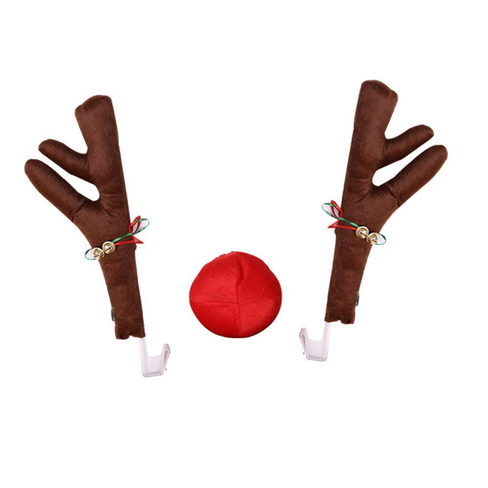 Turn Car into Rudolph in 30 sec – 3-Piece Christmas Antler Kit 17" Tall, Weather-Soft Felt