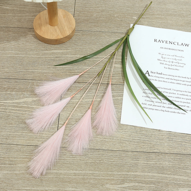 20" Artificial Pampas Grass Stem, Single Feather Reed Stem for Wedding Centerpieces & Home Decor, Realistic Faux Silk Pampas