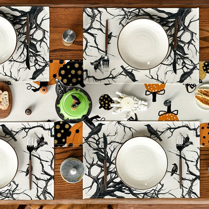 Halloween Black Crow Placemats | Spooky Dining & Home Decor Heat - Resistant Pads