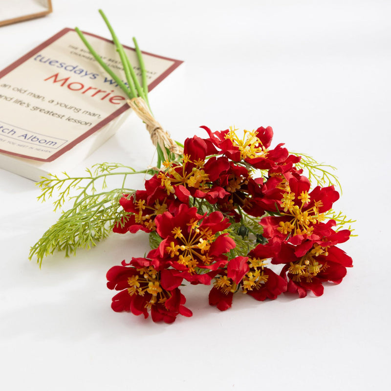 Artificial Cosmos & Daisy Bouquet, 15" Hand-Tied Silk Flowers for Home Decor, Weddings, Events, DIY Floral Arrangements