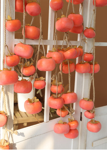 Bulk 2 Pcs Persimmon Garlands Real Touch Fade Resistance for Indoor Outdoor Home Decor Thanksgiving Photo Studio Backdrops Wholesale