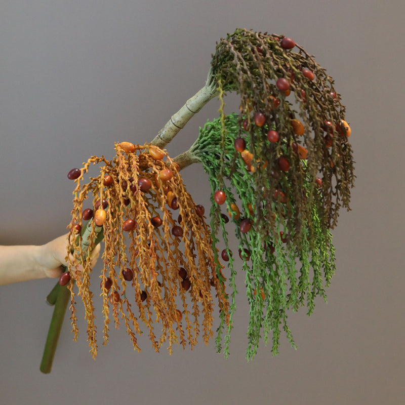Artificial Palm Vine with Fruits, 33" Trailing Faux Palm Leaves for Home Decor & Floral Arrangements