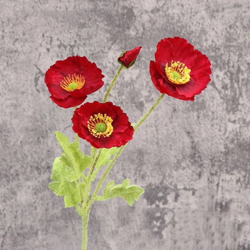 23 Inch Artificial Silk Poppy Flower Stems Spray Style, 10 Pcs