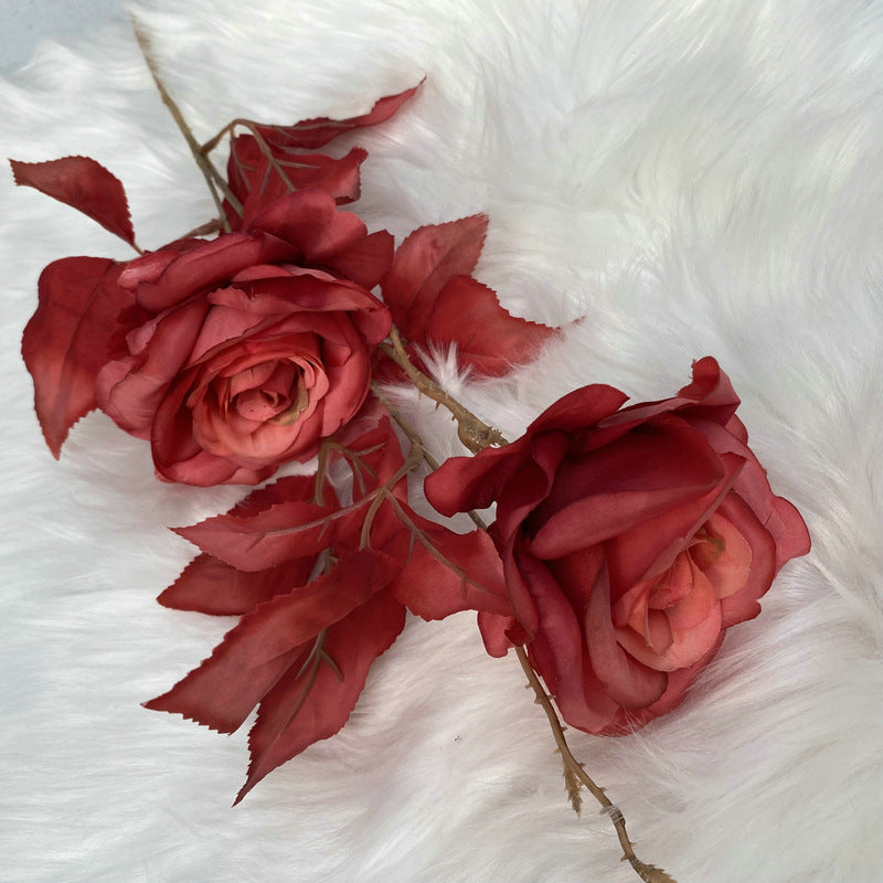 Single Stem Alice Rose with 2 Blooms, 31" Tall, Silk-Like Fabric, Perfect for Weddings, Home Decor & Events