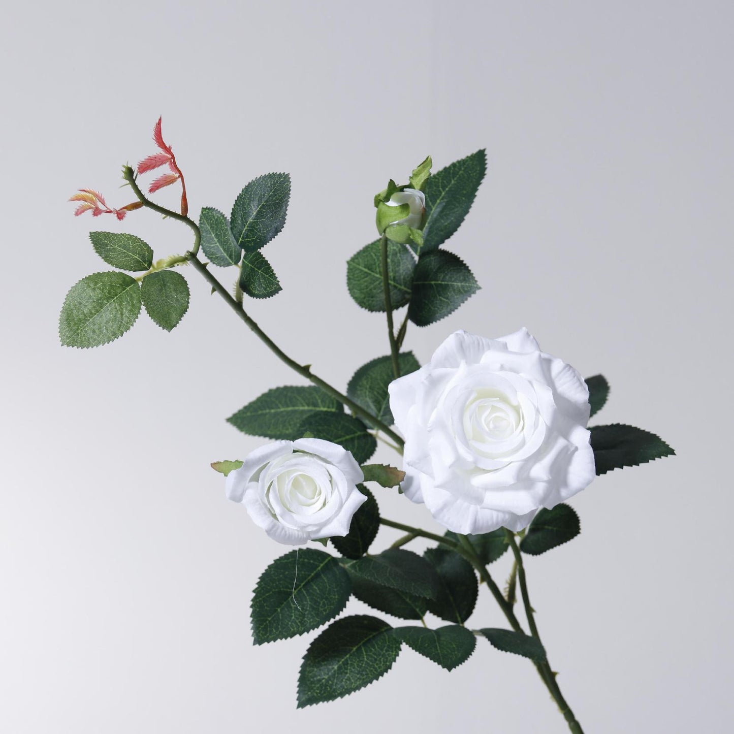 Realistic Artificial Rose Bouquet - 2 Blooms & 1 Bud | Wedding Home Decor (25.2x9.4 Inches)