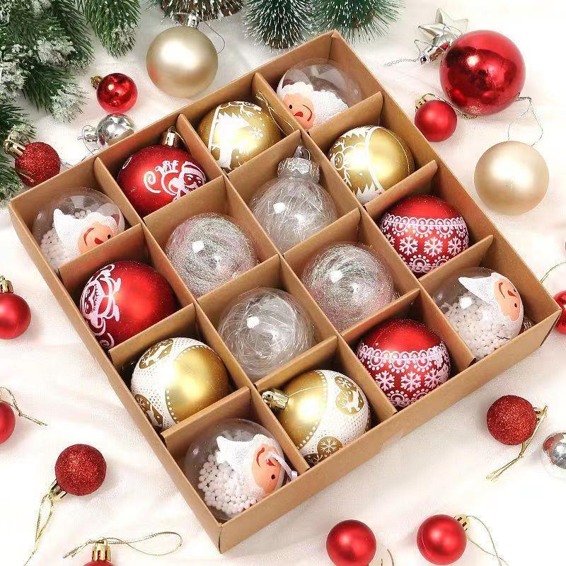 16 Pcs Christmas Ball Ornaments Hanging Decorations Red and White Holiday Decor