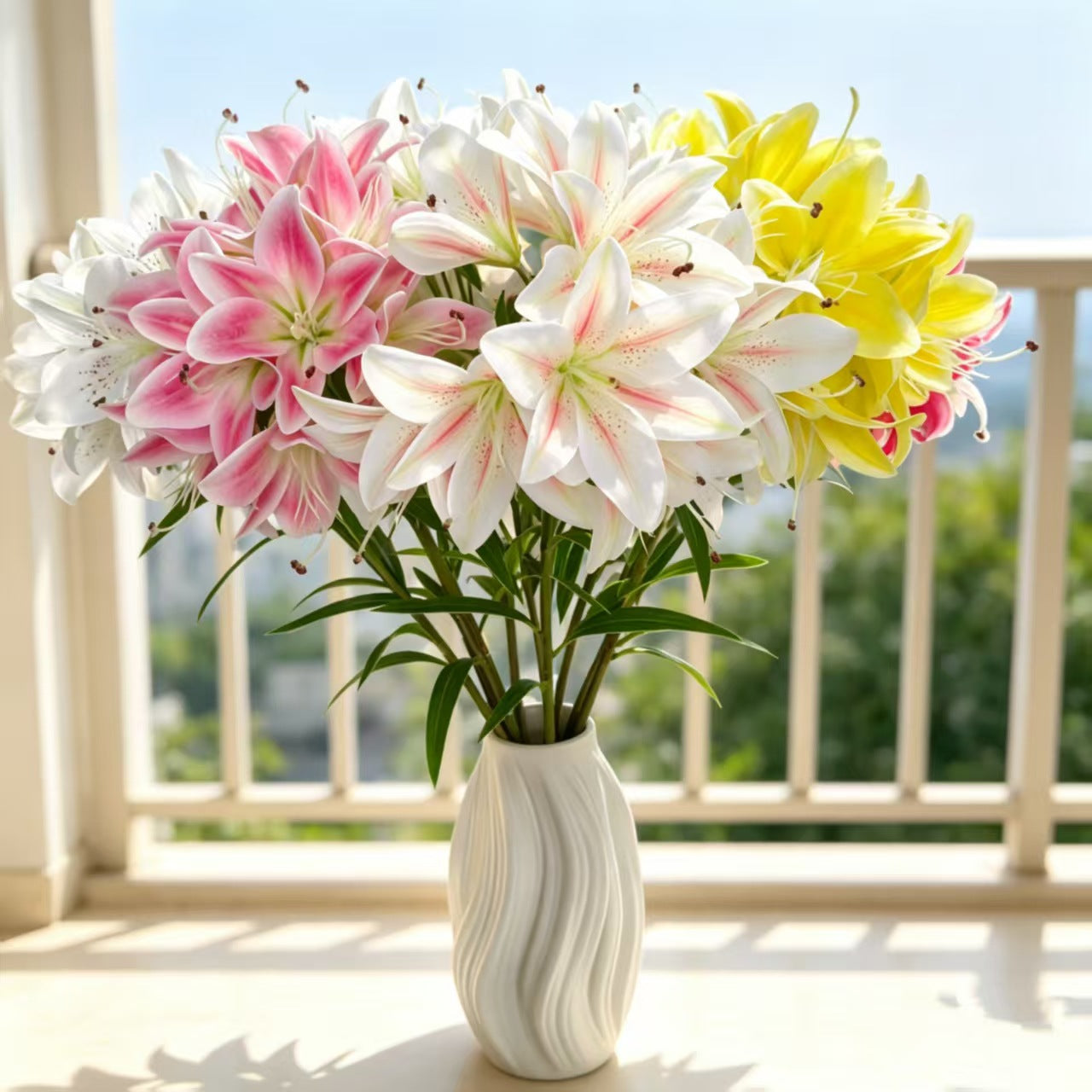 Single Stem Faux Lily with 10 Blooms, 24