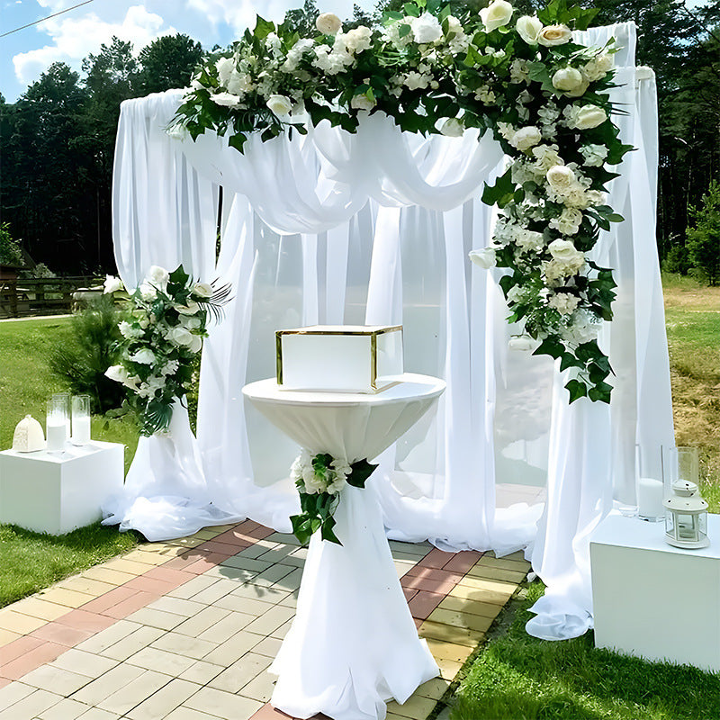 White Sheer Wedding Backdrop Fabric - Outdoor Wedding Arch Decor for Party & Ceremony