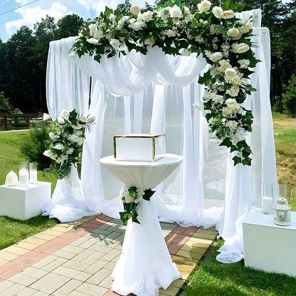 White Sheer Wedding Backdrop Fabric - Outdoor Wedding Arch Decor for Party & Ceremony