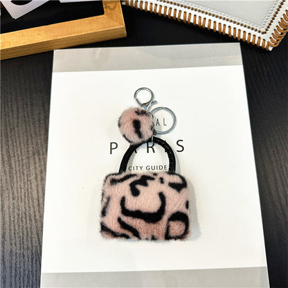 Wedding Favors Leopard Print Keychains - 2 Pack Cute Plush Bag/Car Charms