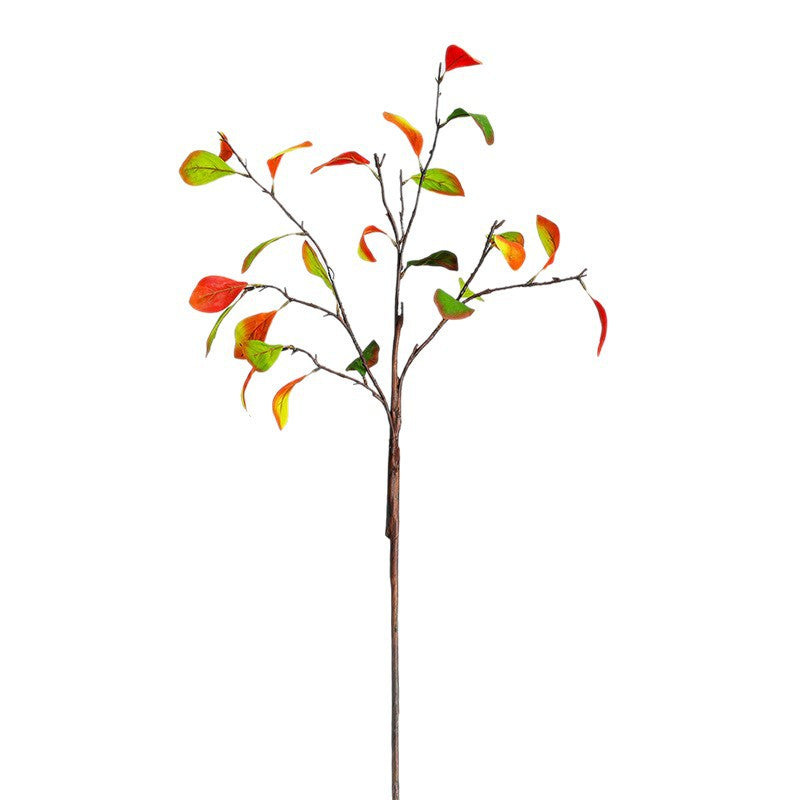 Single Stem Persimmon Leaf Branch, 37" Long, Silk-Like Fabric, Rustic Style for Home Decor, Wedding, and Commercial Spaces