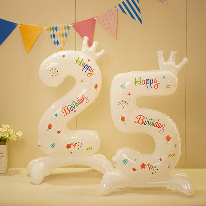 Bulk 10 pcs 42-inch White Crown Foil Number Balloons - for Birthday Party Decorations and Photo Props Wholesale