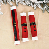 Christmas Santa Belt Handle Covers 3-Piece Set - Fleece Fridge Door & Microwave Decor
