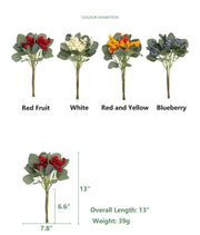 6 Pcs Artificial Holly Berry Stems with Green Leaves for Christmas Decoration