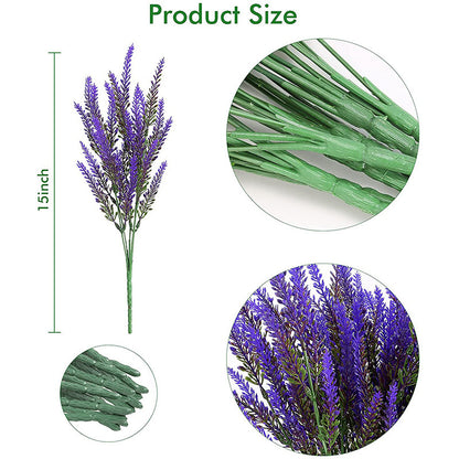 Bulk 10 Pcs Lavender Artificial Flowers Real Touch Silk Stems UV Coating Weatherproof  Plants for Outdoor Window Boxes Farmhouse Wholesale