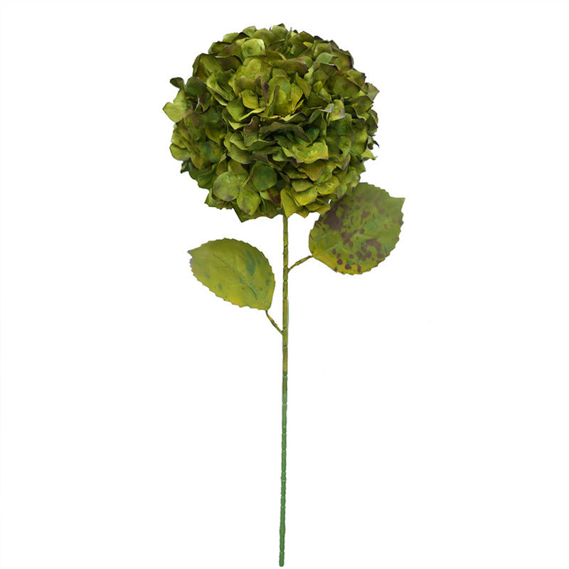 Single Stem Burnt Edge Hydrangea, 28" Tall, Faux Silk Flower for Weddings, Home Decor, and Events