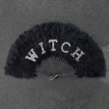 Bachelorette Party Bride Feather Fan - White with Pearl "Bride" Lettering | Wedding & Bridal Decor