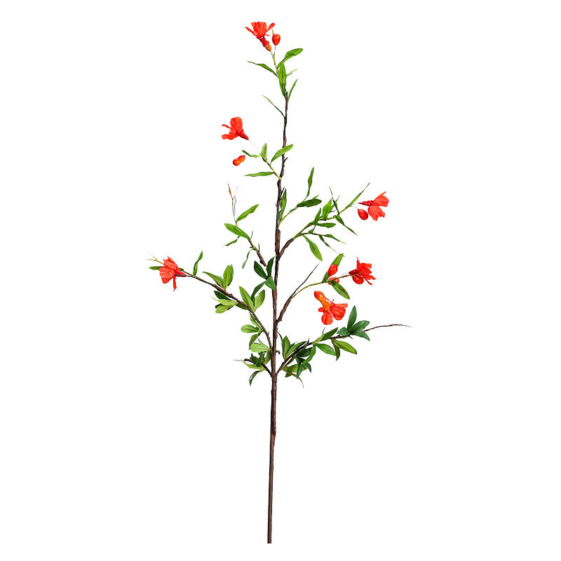 Single Stem Artificial Pomegranate Flower, 80cm Realistic Plastic Floral Decor for Home, Wedding, and Event Styling