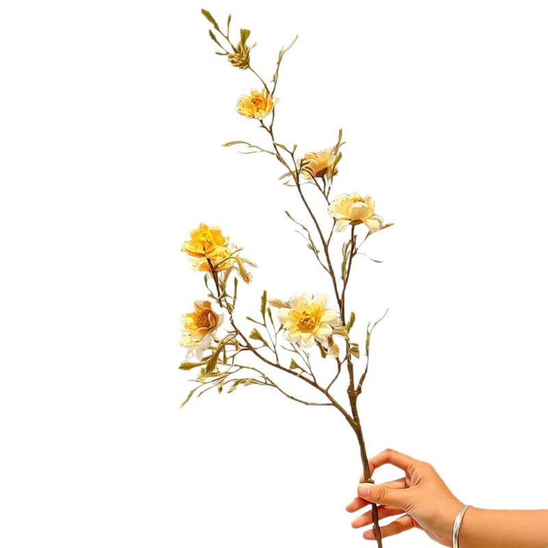 Retro-Inspired Artificial Daisy Stem, Single Stem with 9 Blooms, 33" Tall, Silk-Like Fabric, Perfect for Home Decor, Weddings, and Events
