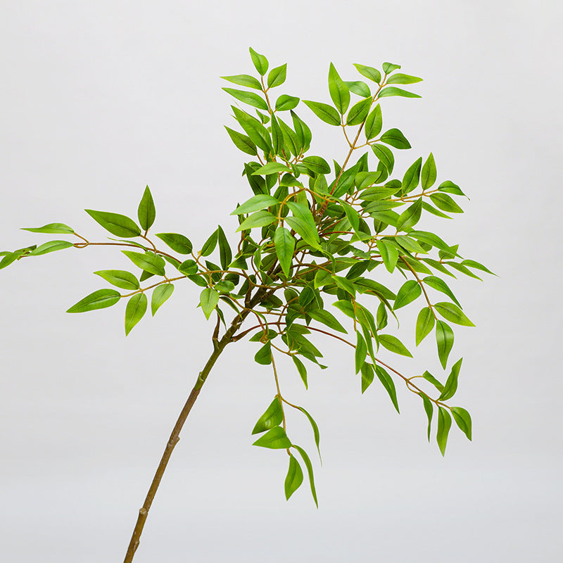 Single Stem Faux Nandina Leaf Branch, 43" Silk-Like Fabric, Modern Home & Event Decor