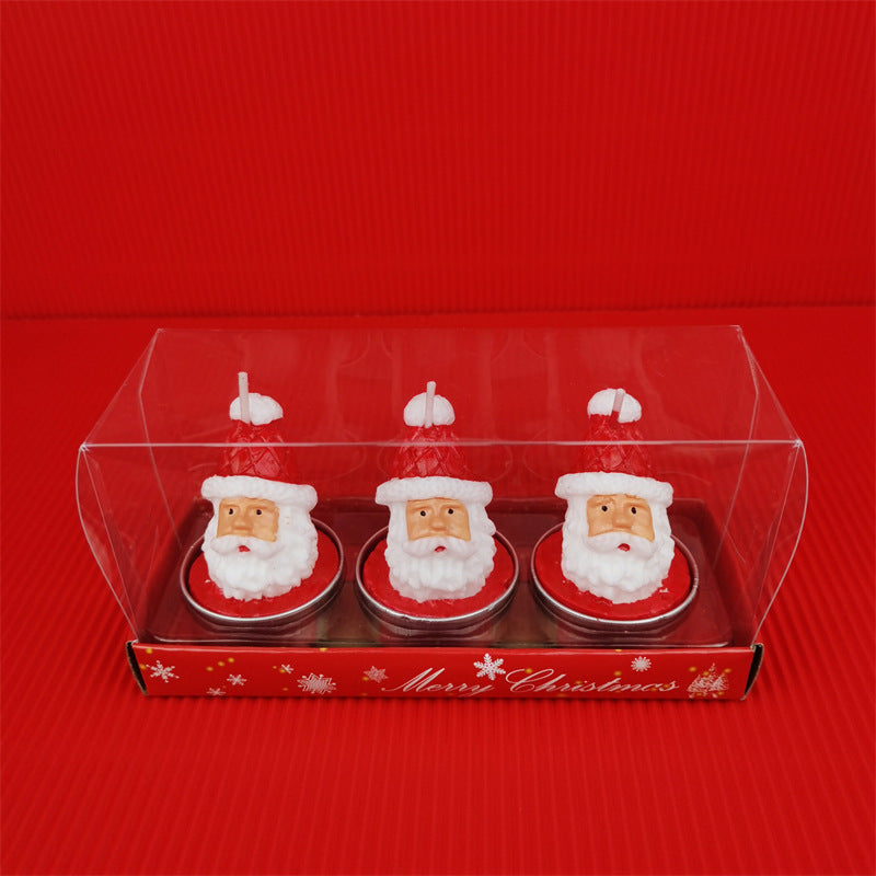 3 Pcs Christmas Candle Set with Santa Claus, Xmas Tree, Pine Cone in Gift Box for Holiday Home Decor
