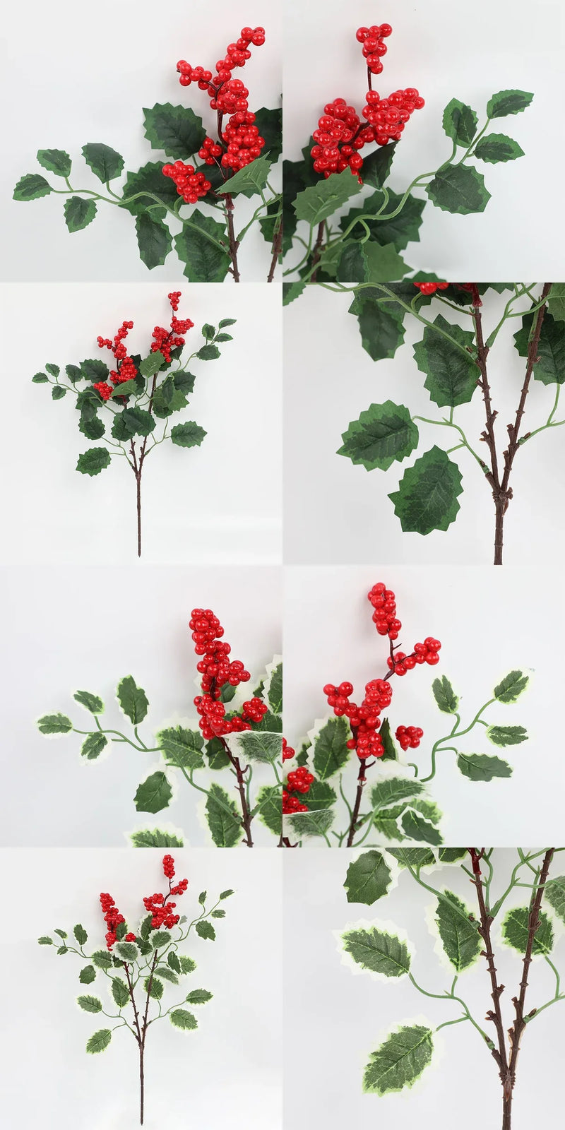 6 Bushes 18 Inch Artificial Red Berry Christmas Picking Branches Bulk