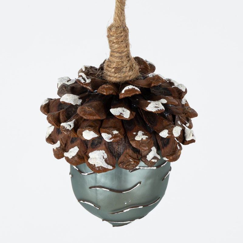 2 Pcs Artificial Glass Pine Cone Ornaments for Christmas Thanksgiving Fall Party Hanging Decorations