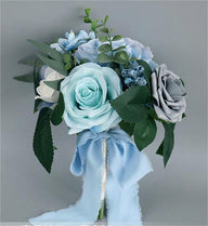 Bulk Blue Wedding Bouquets 2025 Silk Bride Bridesmaid Collections Hypoallergenic Florals Boho Beach Weddings Vintage Themes Wholesale