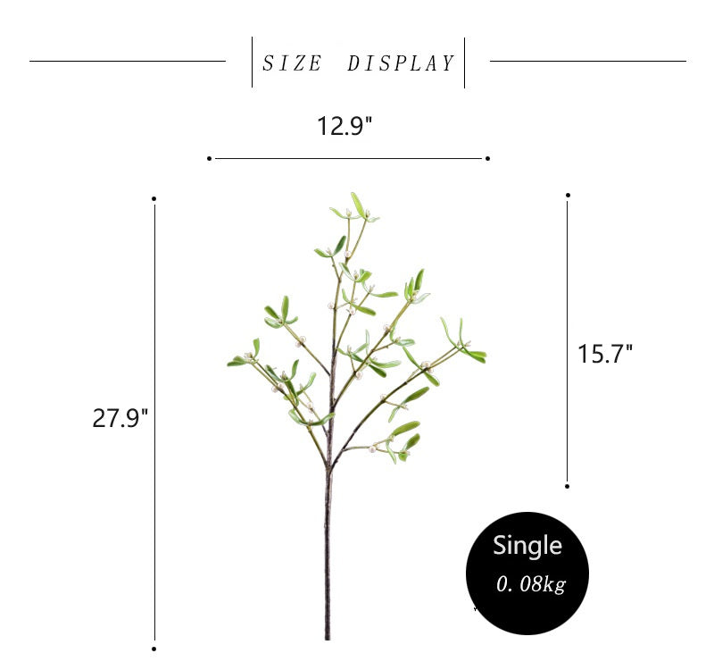 3 Pcs Artificial Mistletoe Stems with Leaf and Pearl Fruit, 12 Inch Winter Xmas Floral Arrangement
