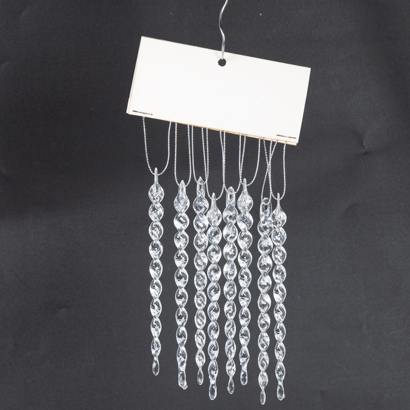 Clear Acrylic Ice Strip Christmas Ornaments Bulk Hanging Decorations for Xmas Trees