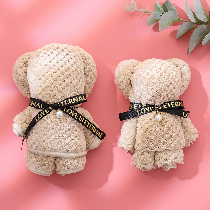 Adorable Teddy Bear Towel - Wedding Favors & Holiday/Birthday Gifts | Soft Waffle Weave