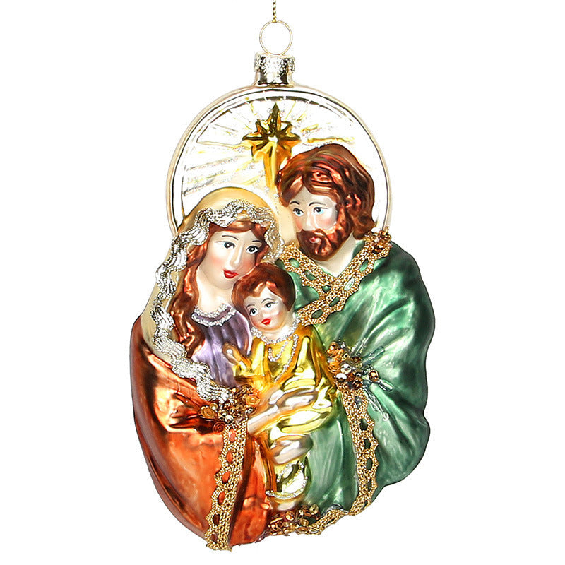 Christmas Ornament Nativity Glass Hanging Decoration for Tree, Bulk Wholesale Set