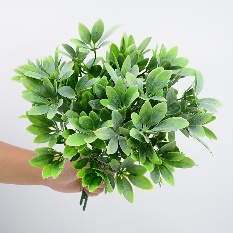 Artificial Lucky Leaf Bush, 12" Tall, PE/PVC Plastic, Realistic Green Plant for Home, Wedding, and Event Decor