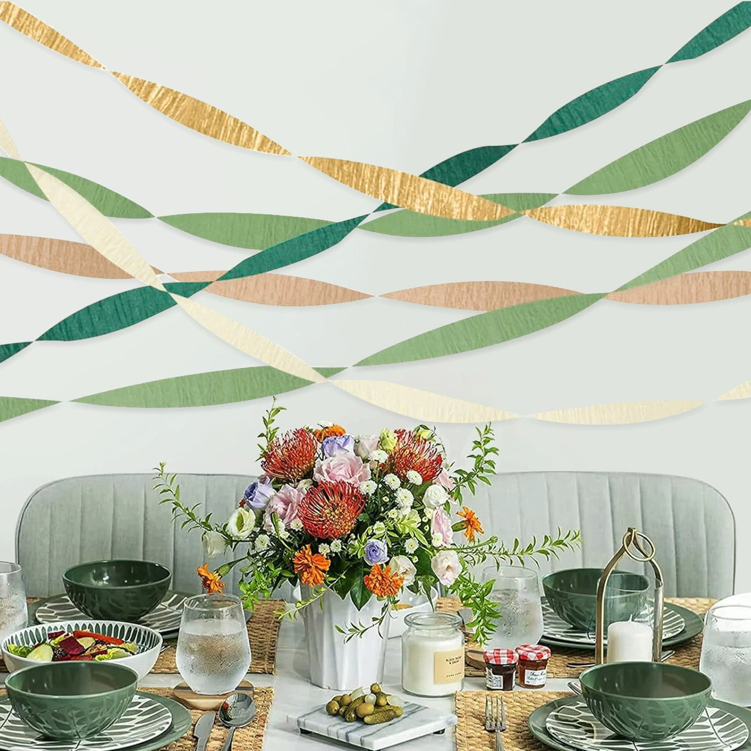 Bulk 2 Pack 5 Rolls Crepe Paper Streamers Sage Green Olive Khaki with 20 ft Tear-Resistant Strands Eco-Friendly Backdrops for Wedding Arch Decor Bridal Shower Photo Walls Jungle Theme Birthday Parties Wholesale