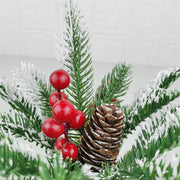 Artificial Pine Cone and Red Fruit Stems, 10 Pcs Bulk Christmas Party Decor, 12 Inch Artificial Plant Ornaments