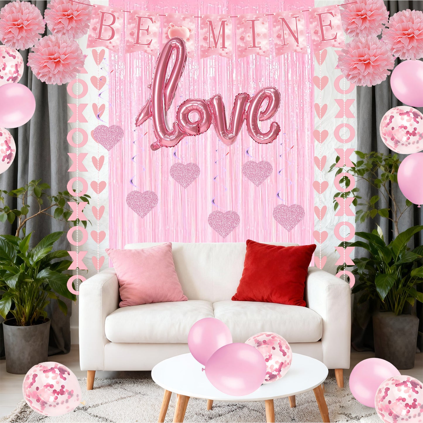 Pink Heart Spiral Wedding Decorations - 7 Styles Valentine's Day Proposal Paper Flower Ball Garlands