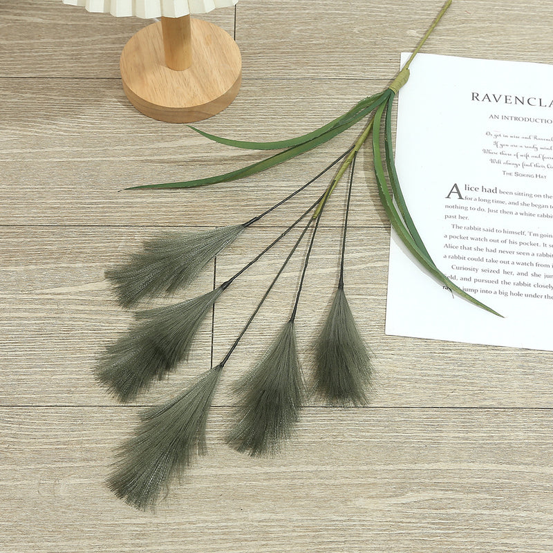 20" Artificial Pampas Grass Stem, Single Feather Reed Stem for Wedding Centerpieces & Home Decor, Realistic Faux Silk Pampas