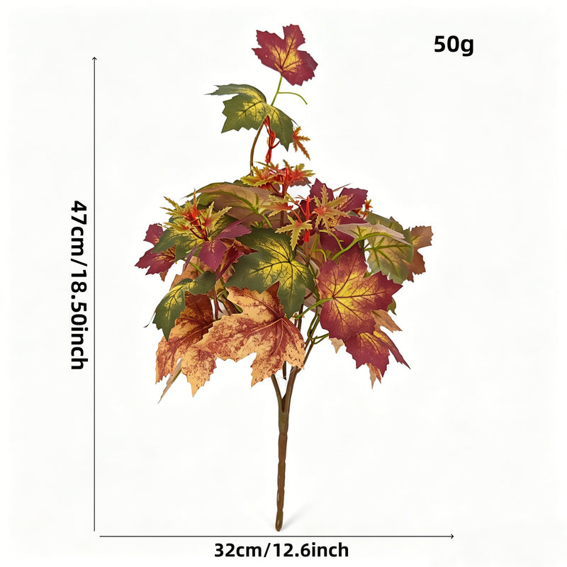 Artificial Maple Leaf Bush, 18.5" Tall, Plastic, for Wedding, Home, and Event Decor