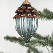 2 Pcs Artificial Glass Pine Cone Ornaments for Christmas Thanksgiving Fall Party Hanging Decorations