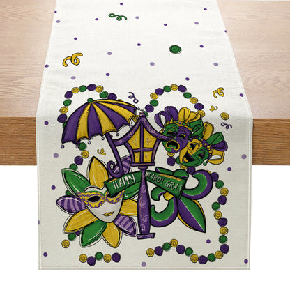 Bulk 2 Pcs 13X70 Inch Mardi Gras Table Runners For Holiday Party Decor Indoor Home Room Decor Wholesale