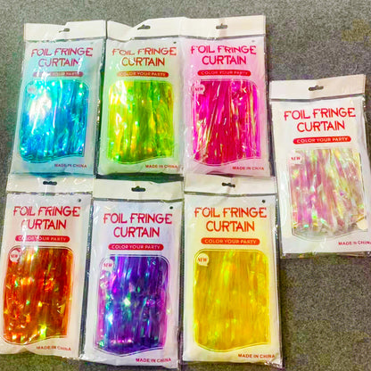 Bulk 2 Pcs Clear Iridescent Foil Fringe Backdrop Curtains Door Streamers for Wedding New Year Bachelorette Birthday Party Decoration Wholesale