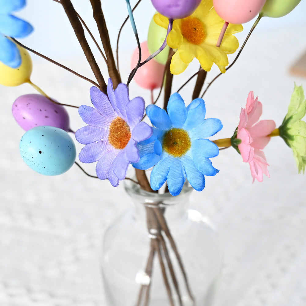 Easter Decor Egg & Wildflower Stem - 11.8" Artificial Insert for Home Decor