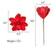 Glitter Artificial Poinsettia Flowers 10 Pcs Christmas Decorations for Tree Garland Rattan Accessories