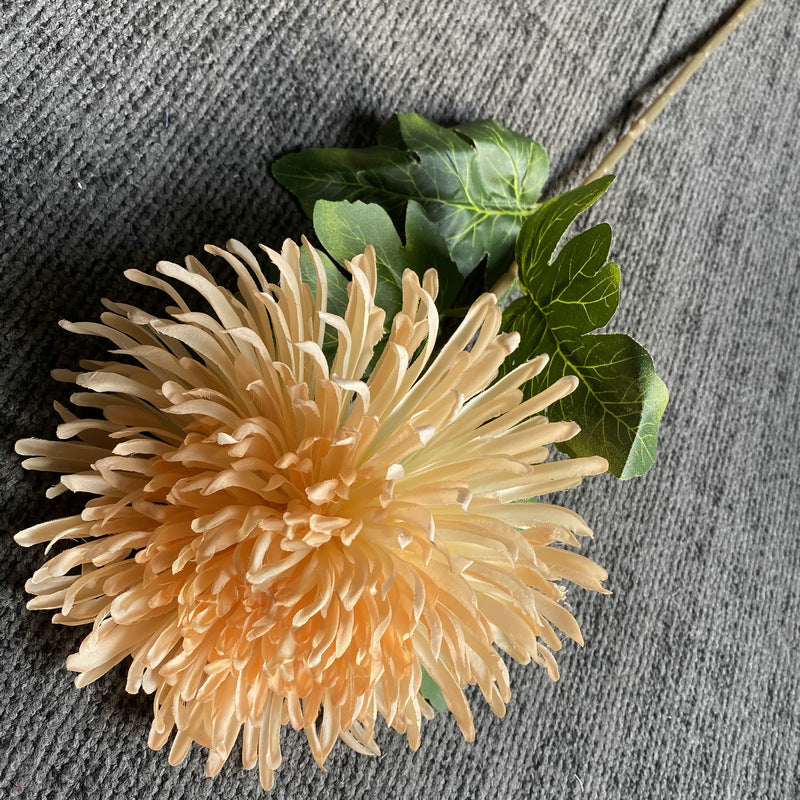 Single Stem Artificial Chrysanthemum, 29" Realistic Silk-Like Fabric Flower for Weddings & Home Decor, Dragon Claw Mum